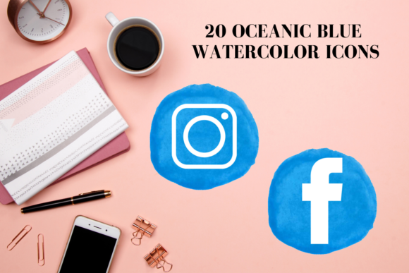 20 Oceanic Blue Social Media Icons