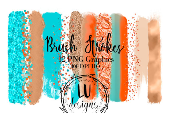 Beach Brush Strokes Glitter Clipart and Brushes