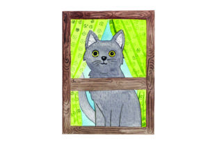 Cat Looking out Window - Watercolor and Cats