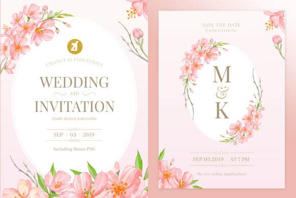 Cherry Blossom Wedding Invitation and Print Templates