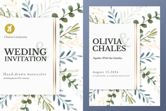 Eucalyptus Leaves Wedding Invitation Print Templates