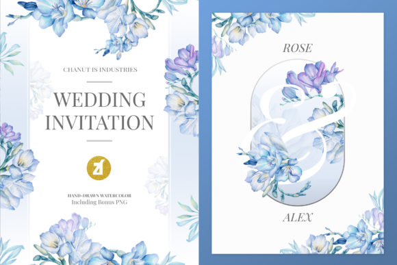 Freesia Wedding Invitation Graphic Print Templates
