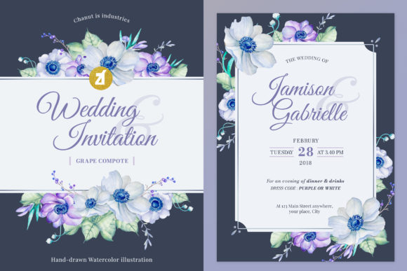 Grape Compote Wedding Invitation Graphic and Print Templates
