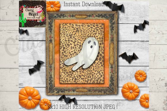 Halloween Printable Leopard Ghost JPEG for Crafts