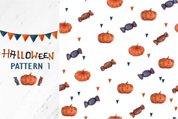 Halloween Seamless Pattern Pumpkin Candy