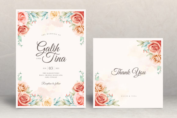 Hand Drawn Floral Wedding Card and Print Templates