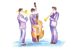 Jazz Band Performing Watercolor Music