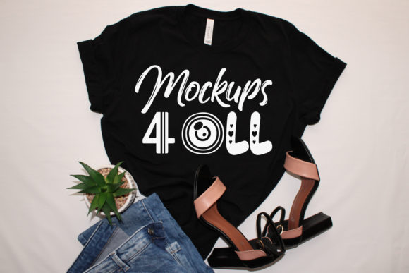 Mockup Woman Black T-shirt, Buffalo Paid for T-Shirts