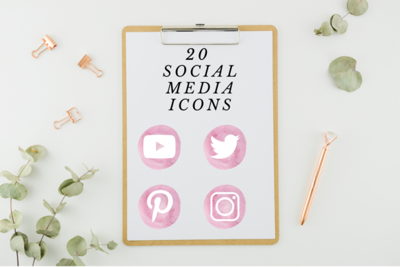 Pink Round Social Media Icons Set