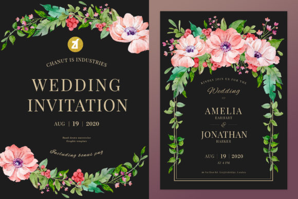 Poppy Cranberry Wedding Invitation and Print Templates