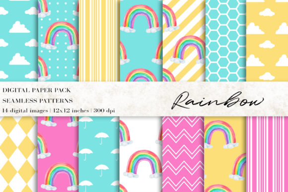 Rainbow Digital Papers and Patterns