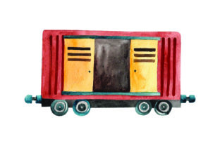 Train Boxcar with Open Door - Watercolor Travel