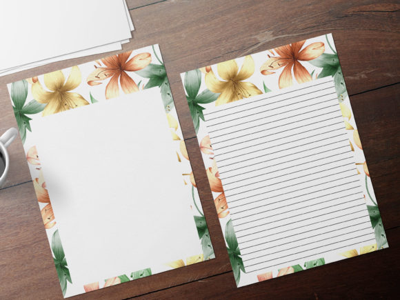 Tropical Flowers Stationery Papers Set