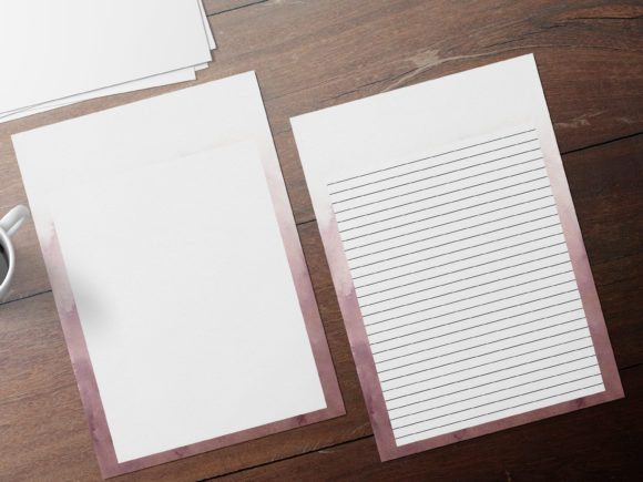 Violet Waercolor Stationery Sheets and Print Templates