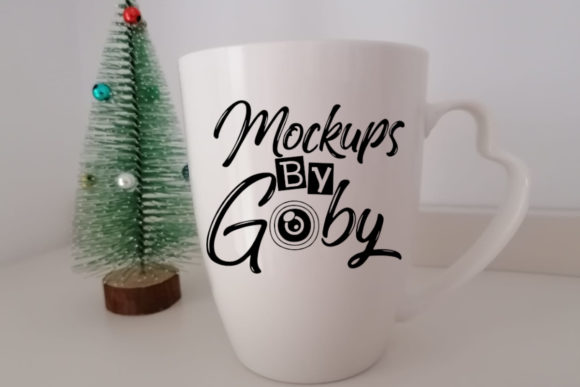 White Mug Mockup, Christmas Tree for Mugs Amp